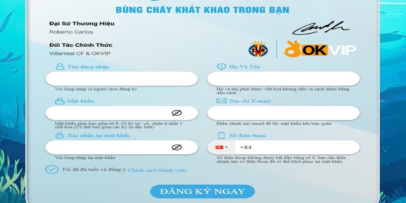 Form đăng ký chơi bắn cá 2D tại 789BET