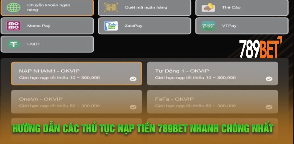 Nạp tiền 789BET thao tác nhanh chóng